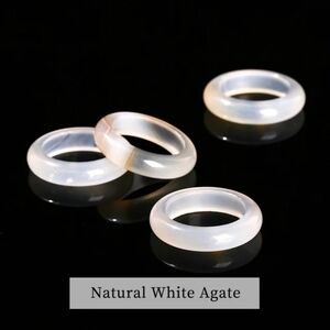 Size 9 White Agate Crystal Finger Ring Cottagecore Gem Chakra Gemstone (Qty. 1)